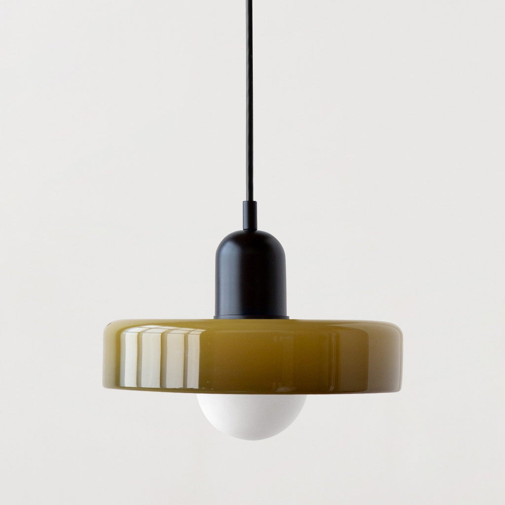 Modern Glass Pendant Light With Halo Shade