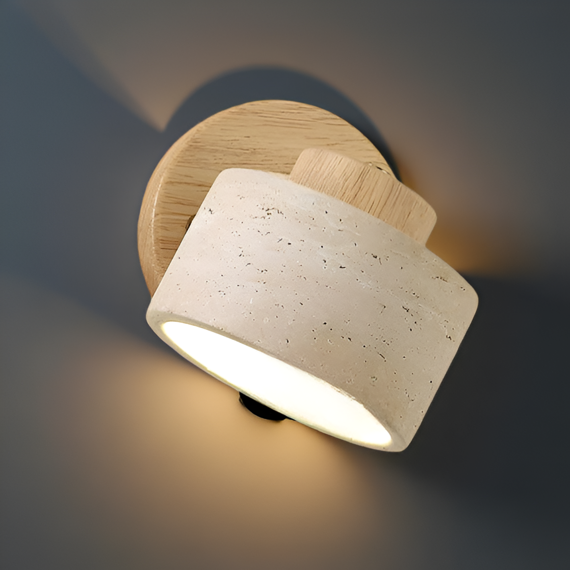 Travertine Stone LED Wall Light Sconce Hardwired with E27 Bulb for Reading
