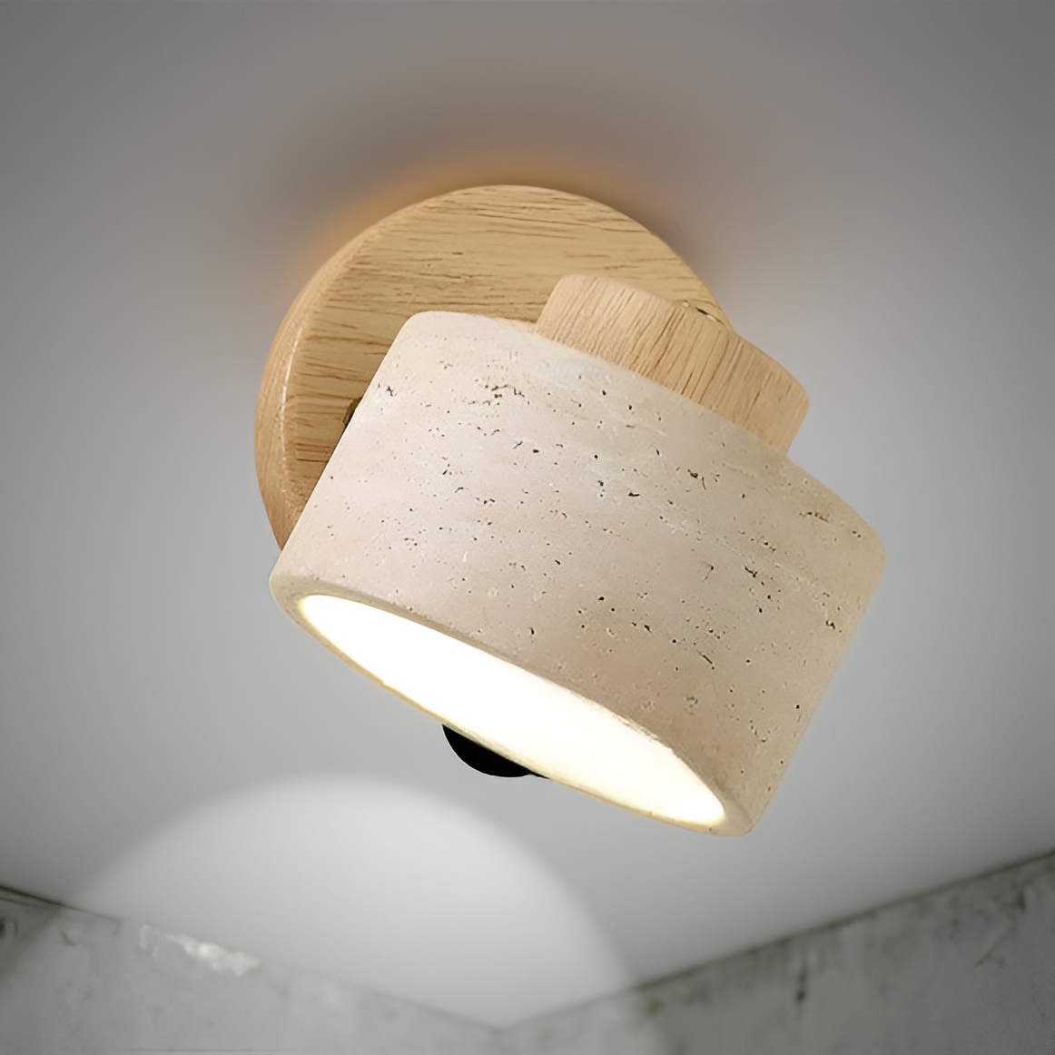 Travertine Stone LED Wall Light Sconce Hardwired with E27 Bulb for Reading