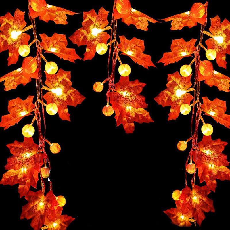 Maple Leaf String Lights LED Autumn Fairy Lights Battery Operated Garland Lights for Halloween | Harvest | Mantelpiece and Party Decoration
