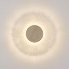 Acrylic Travertine Round Wall Light With Halo Glow Disc