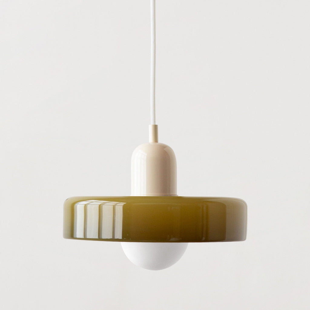 Modern Glass Pendant Light With Halo Shade