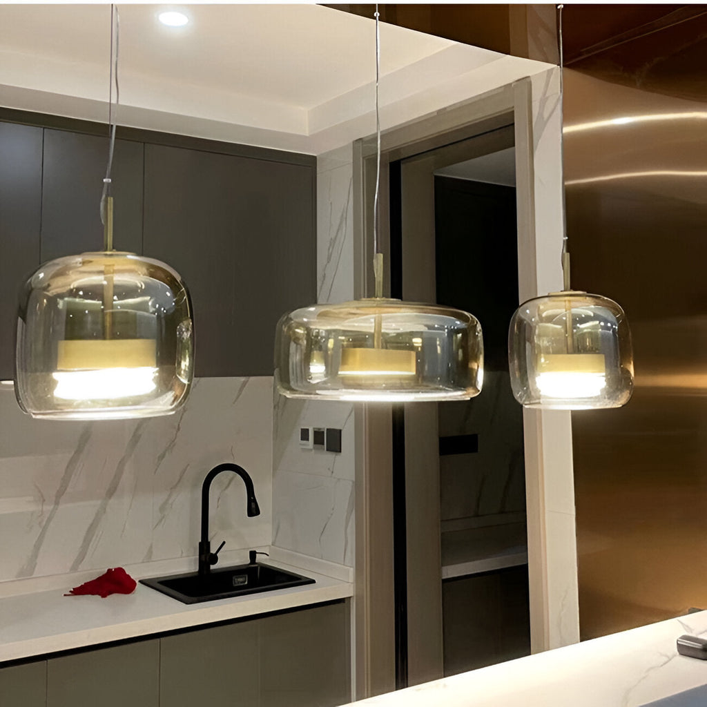 Retro Trio pendant lights LED Light With Hand-Blown Glass Shades