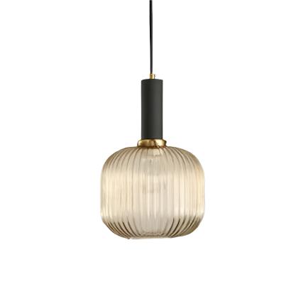 Retro Coloured Glass Pendant Light With Iron Fitting