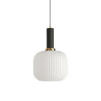 Ribbed Glass Pendant Lights With Metal Tube Fitting