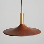 Nordic Walnut Wood Disc Pendant Light With Adjustable Cord