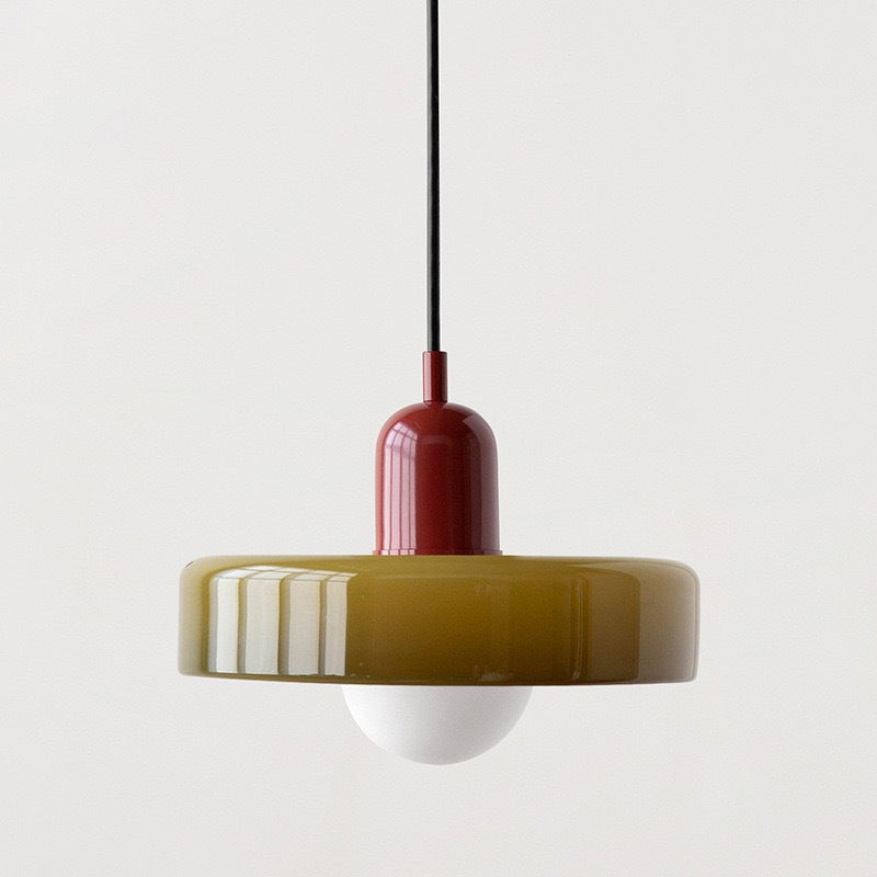 Modern Glass Pendant Light With Halo Shade