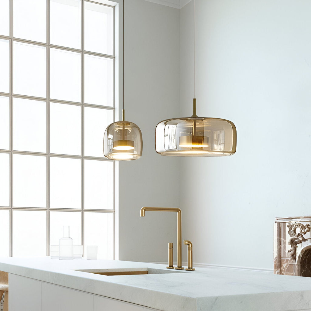 Retro Trio pendant lights LED Light With Hand-Blown Glass Shades