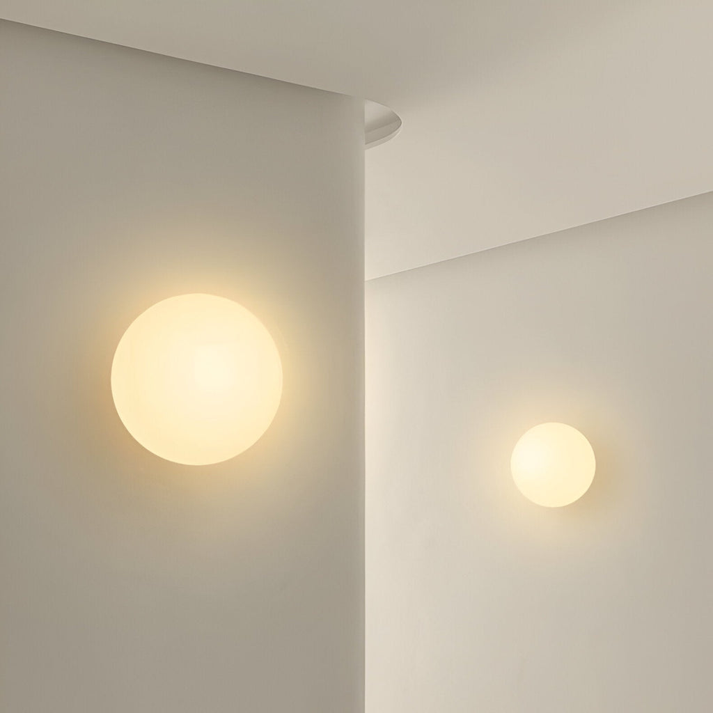 Minimalist Frosted Glass Wall Light LED Light With Iron Base