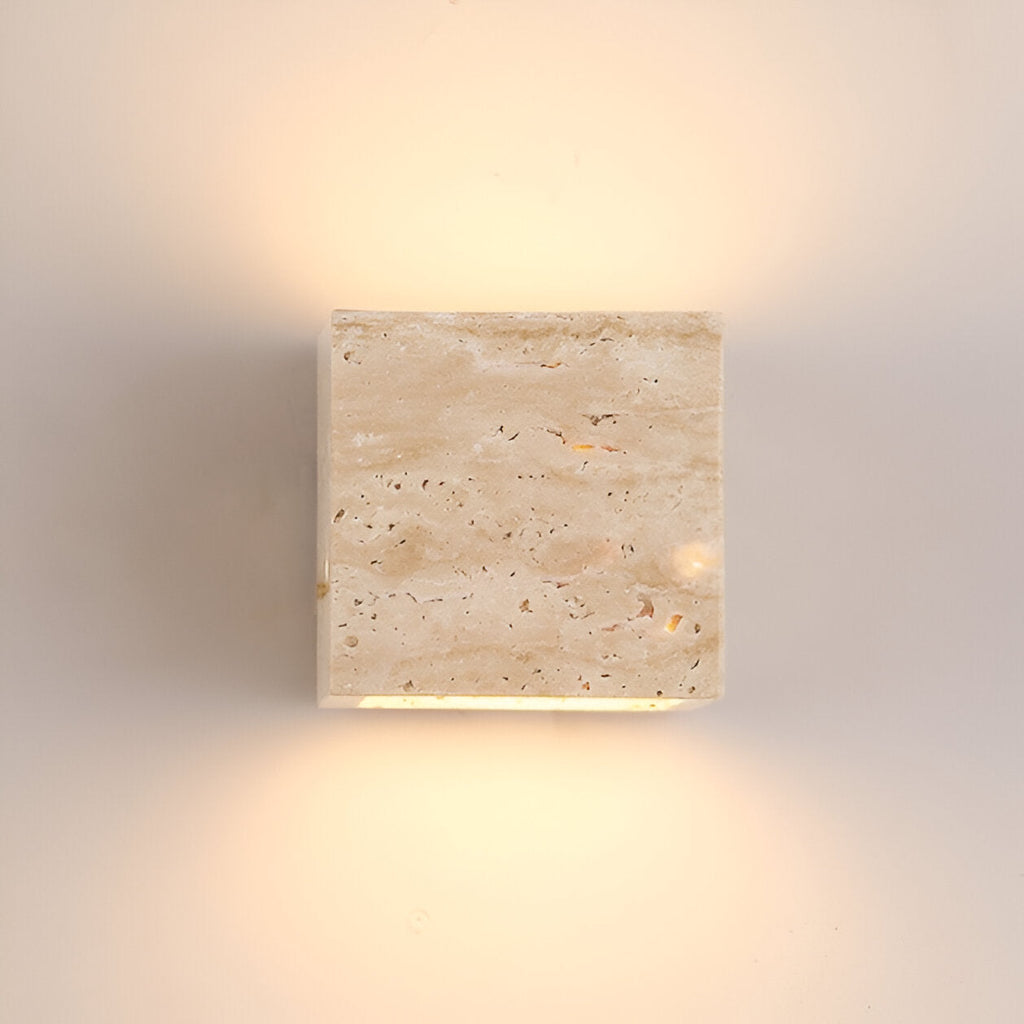 Minimalist Travertine Stone Outdoor LED Wall Light With Natural Cave Stone Shade