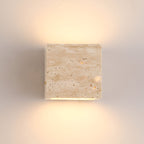 Minimalist Travertine Stone Outdoor LED Wall Light With Natural Cave Stone Shade