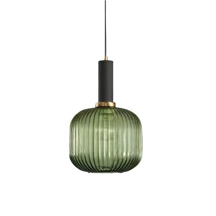 Retro Coloured Glass Pendant Light With Iron Fitting