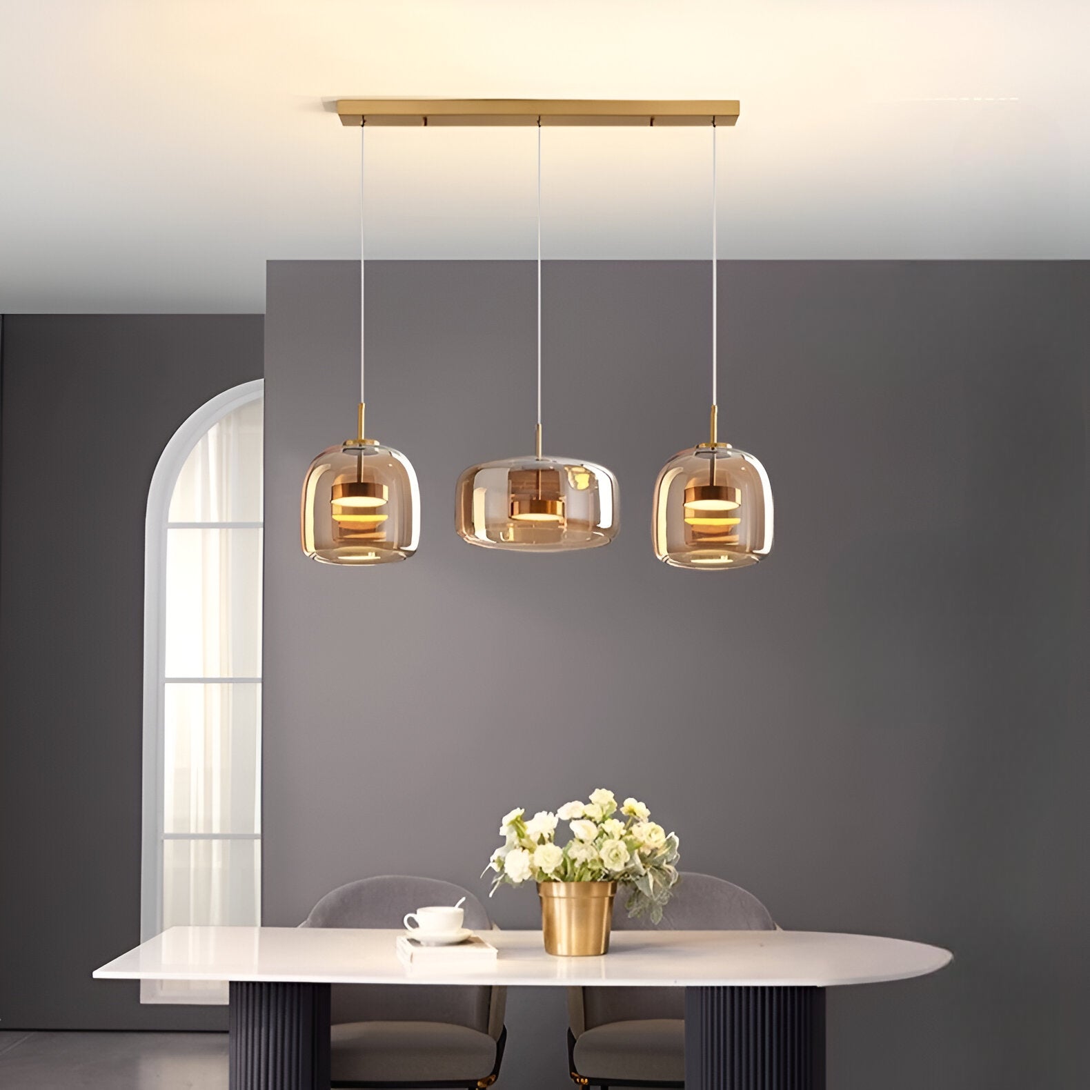 Retro Trio pendant lights LED Light With Hand-Blown Glass Shades