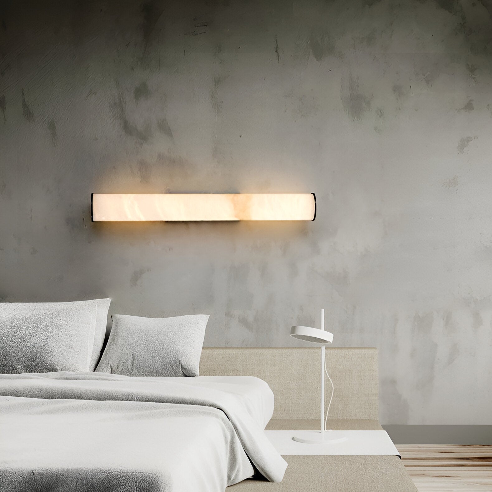 Minimalist Marble Tube Wall Light With Rectangular Backplate