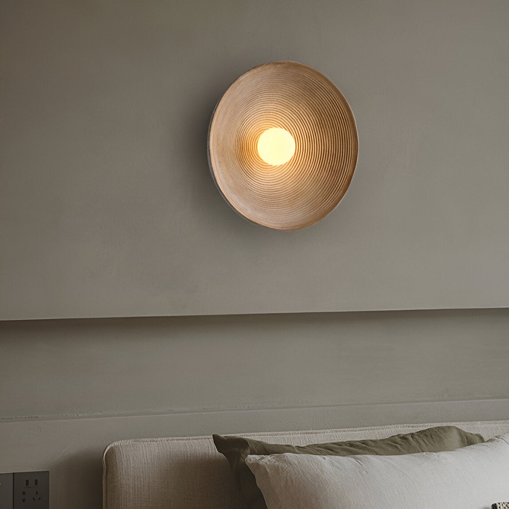 Retro Ceramic Disc Wall Light With Center Globe