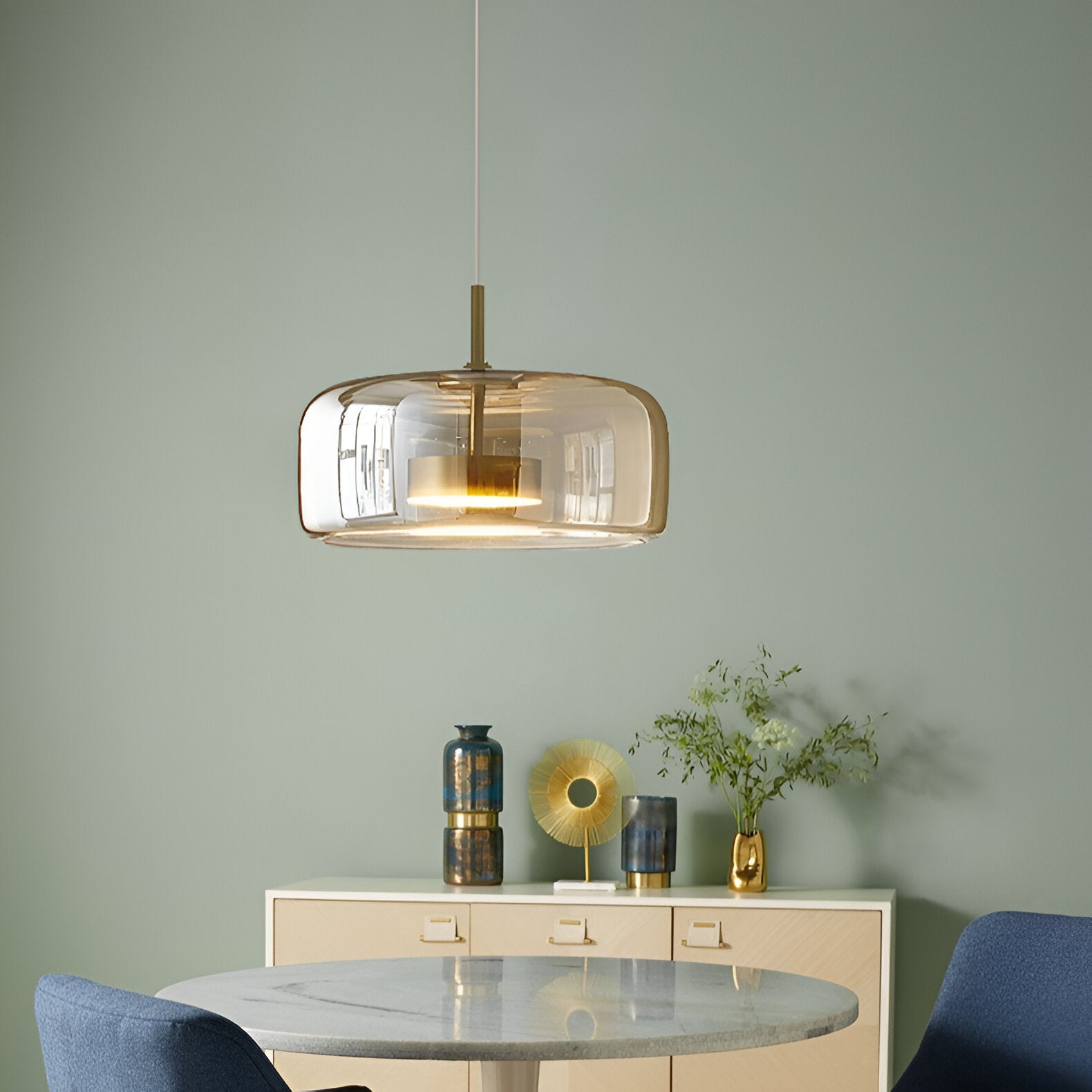 Retro Trio pendant lights LED Light With Hand-Blown Glass Shades