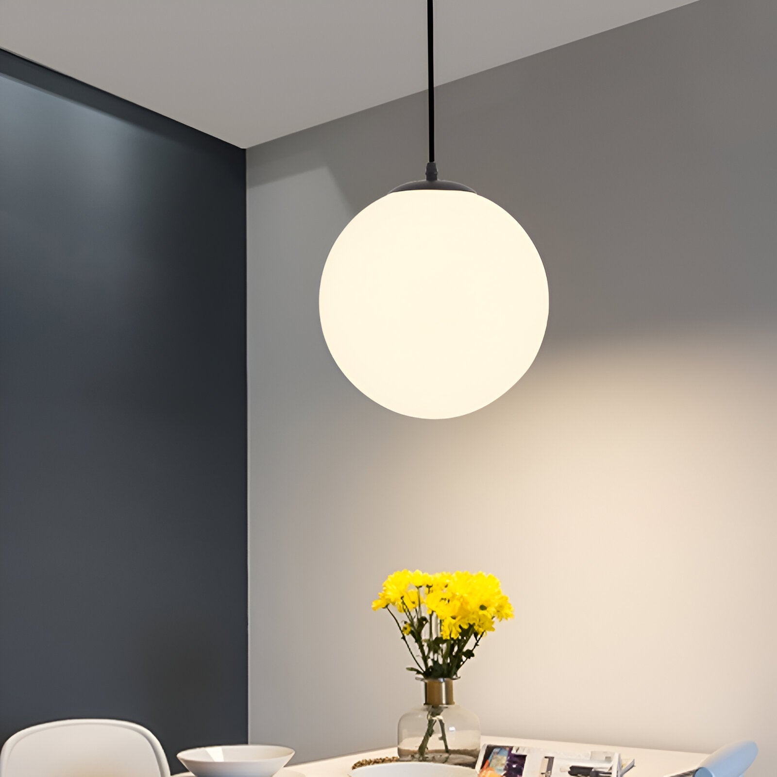 Globe Glass Pendant Light With Adjustable Cord