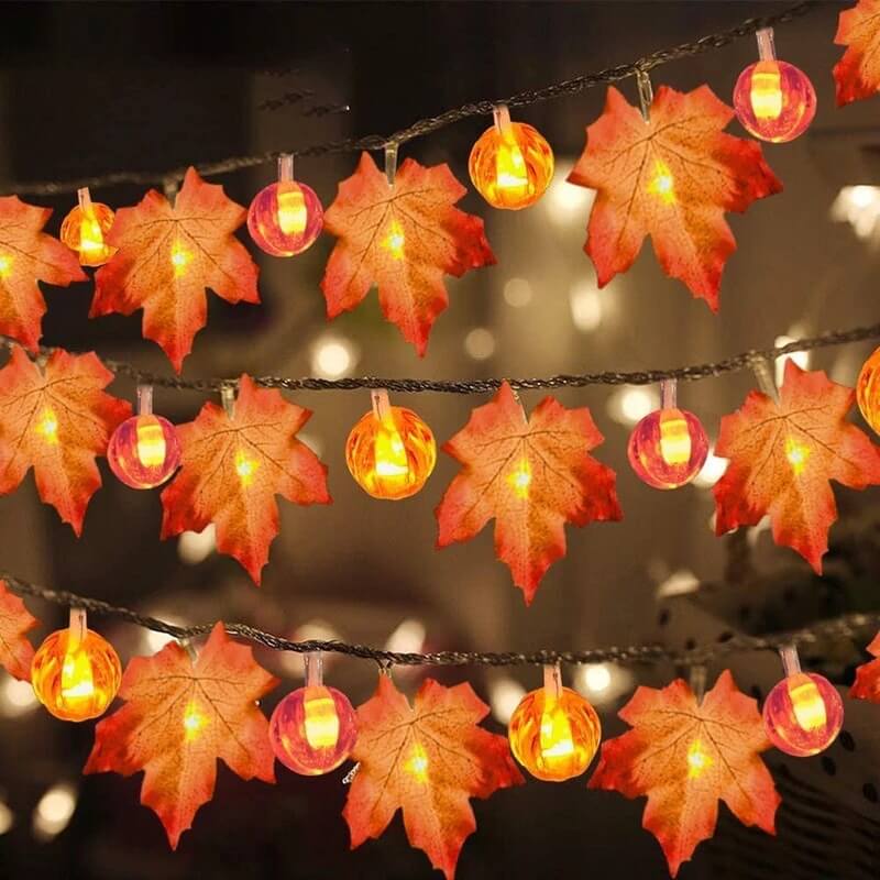 Maple Leaf String Lights LED Autumn Fairy Lights Battery Operated Garland Lights for Halloween | Harvest | Mantelpiece and Party Decoration