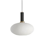 Ribbed Glass Pendant Lights With Metal Tube Fitting