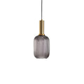 Ribbed Glass Pendant Lights With Metal Tube Fitting