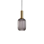 Ribbed Glass Pendant Lights With Metal Tube Fitting