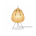 Japanese Rice Paper Lantern Tripod Floor Lamp With Black Metal Legs