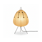 Japanese Rice Paper Lantern Tripod Floor Lamp With Black Metal Legs