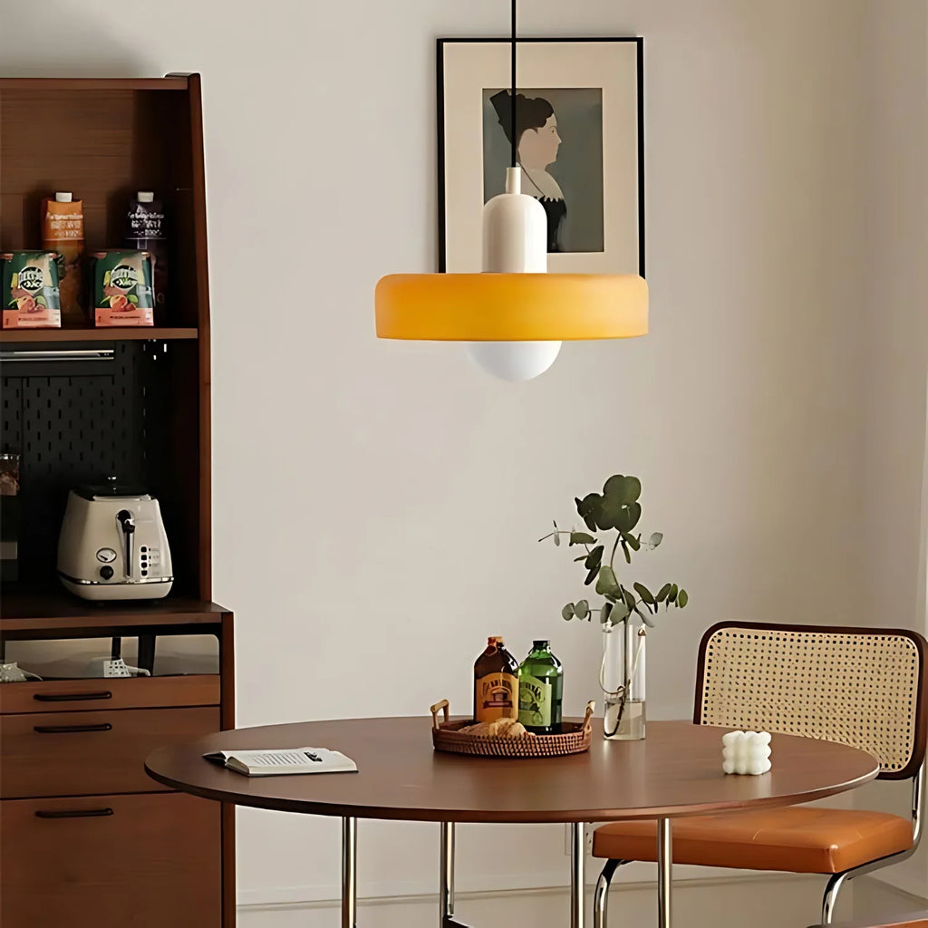 Modern Glass Pendant Light With Halo Shade