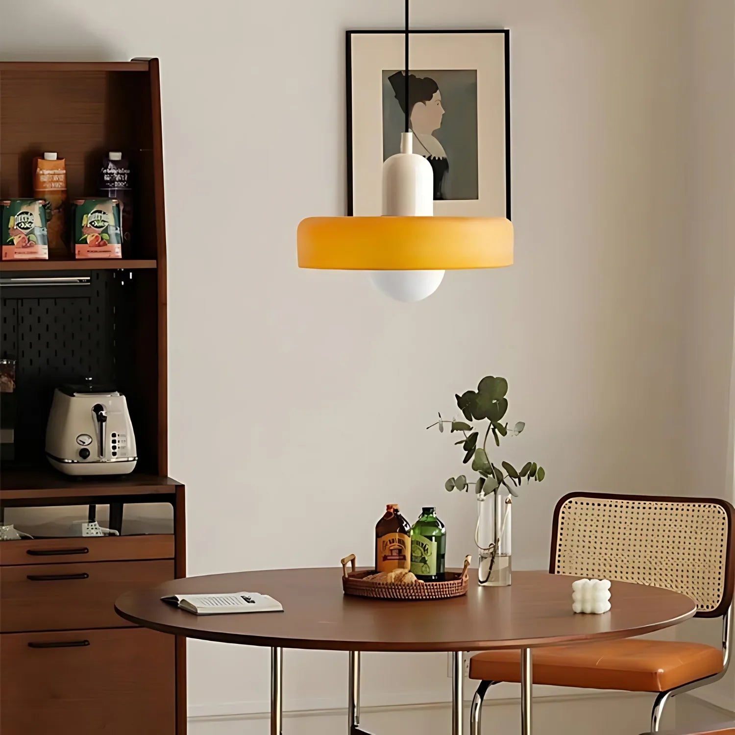 Modern Glass Pendant Light With Halo Shade