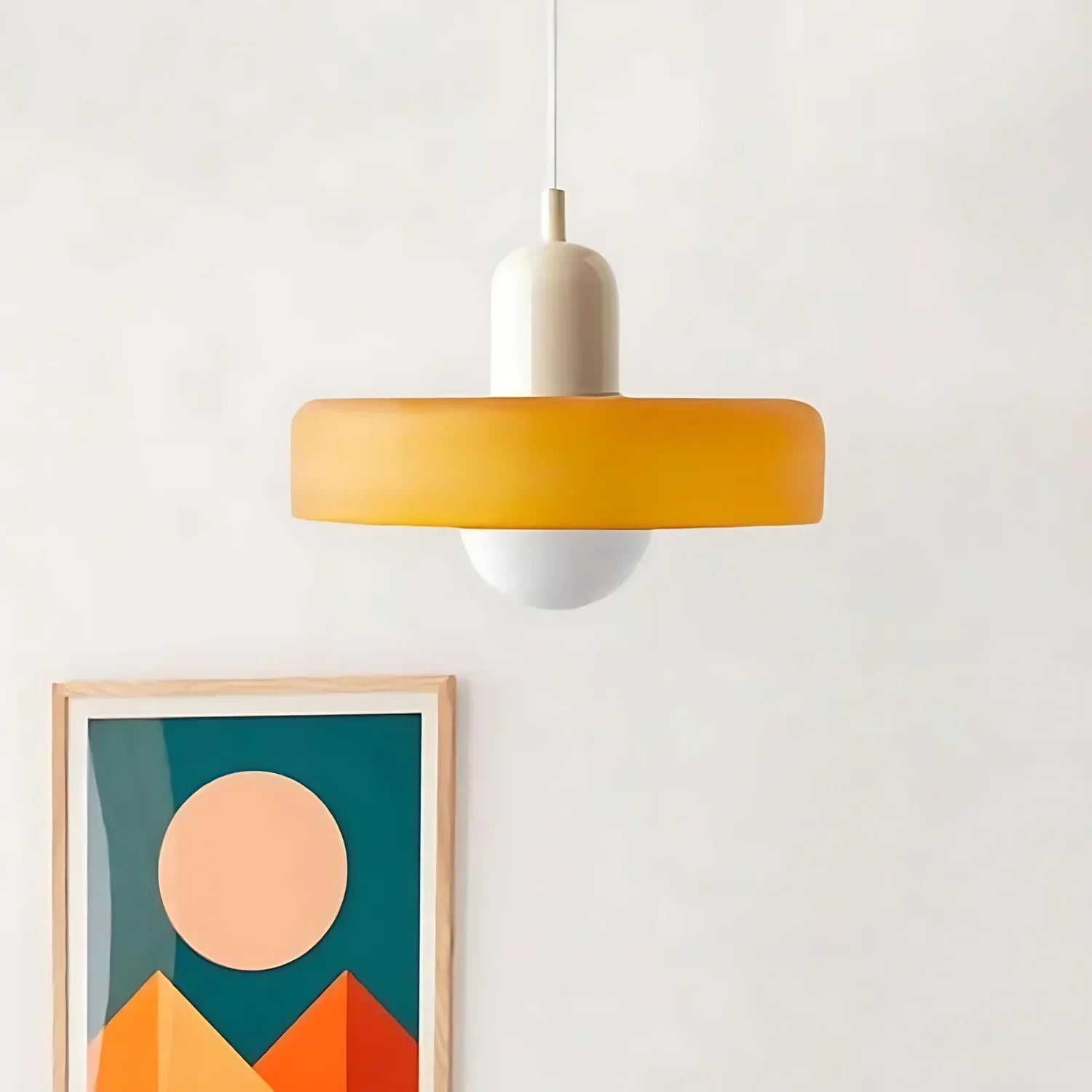 Modern Glass Pendant Light With Halo Shade