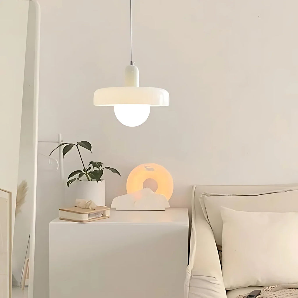 Modern Glass Pendant Light With Halo Shade