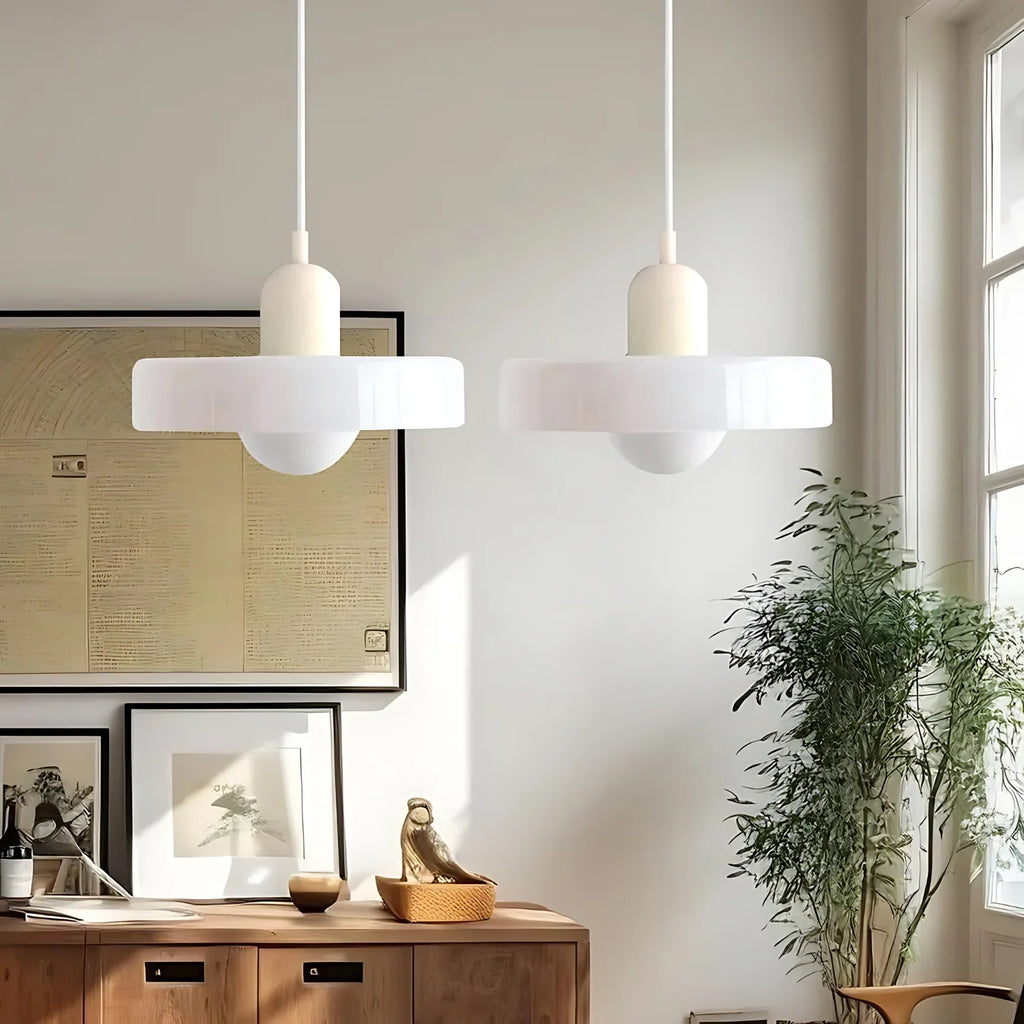 Modern Glass Pendant Light With Halo Shade