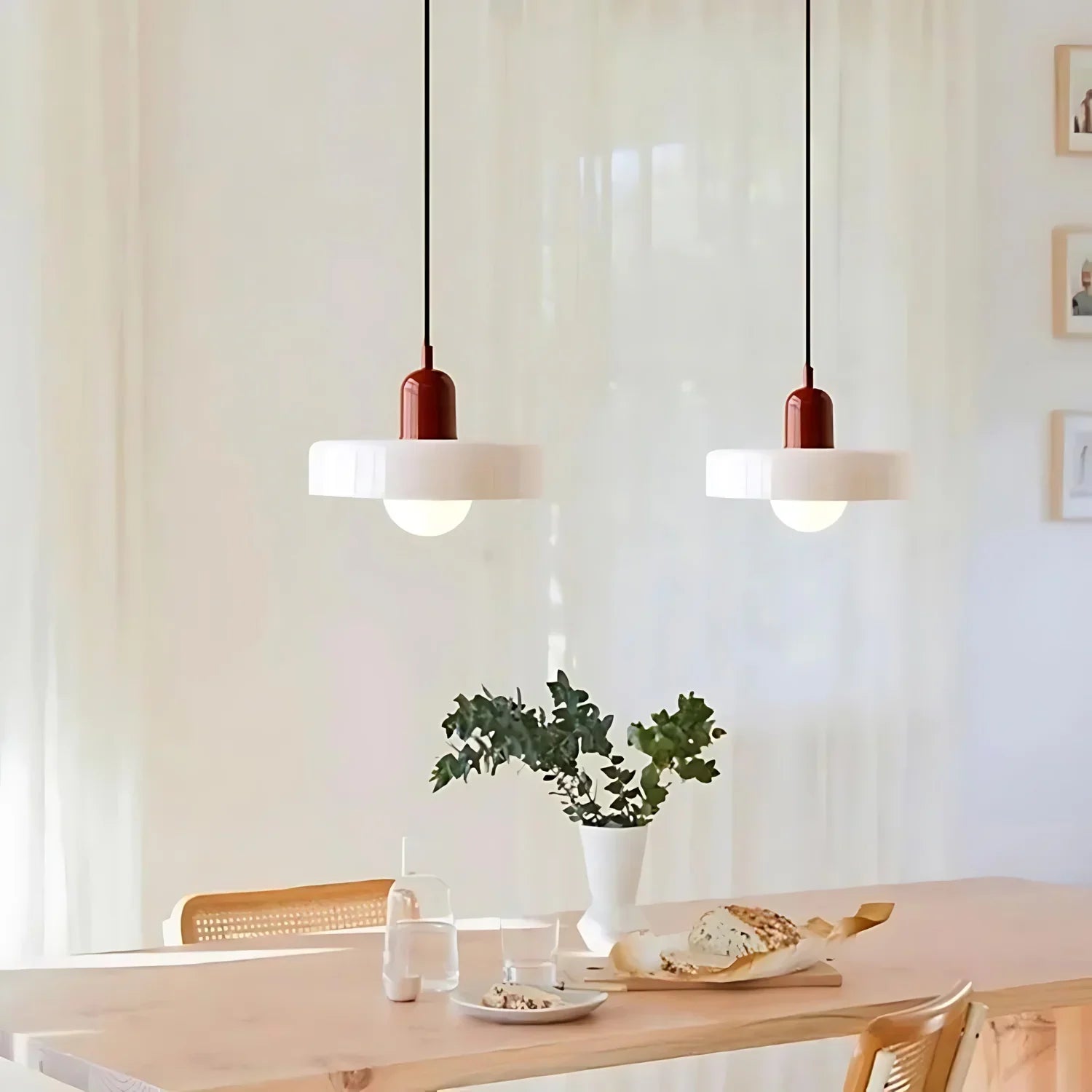 Modern Glass Pendant Light With Halo Shade