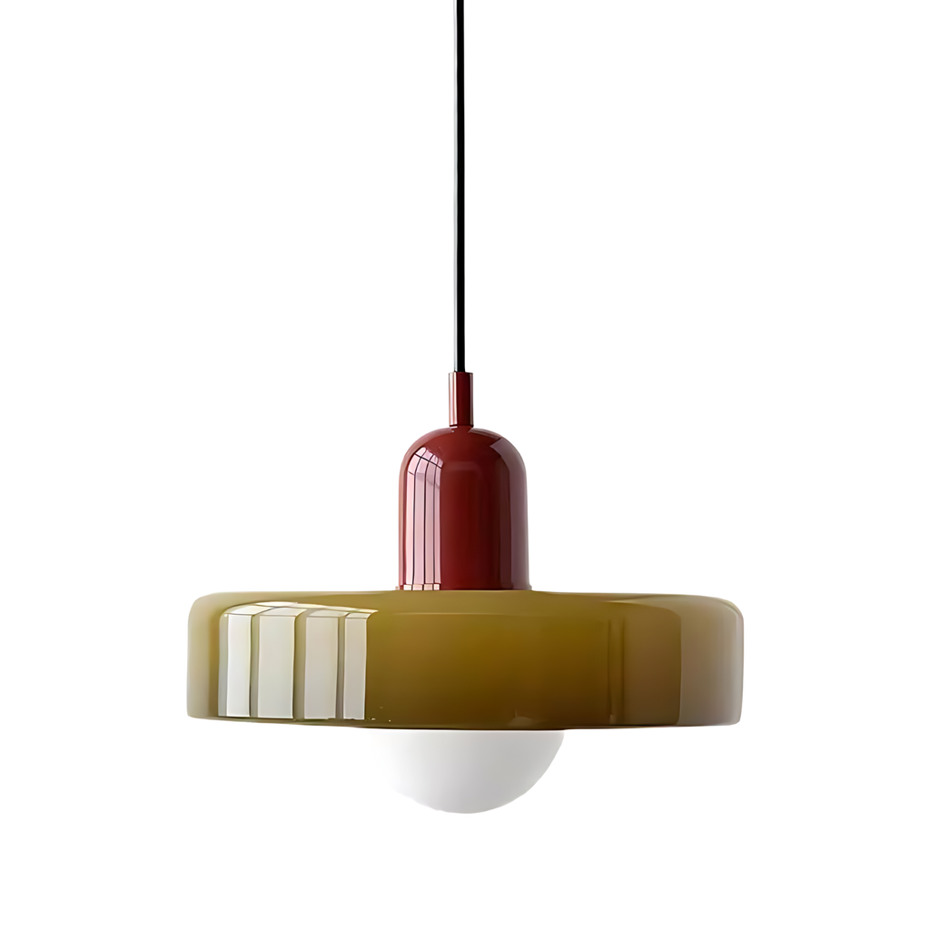 Modern Glass Pendant Light With Halo Shade