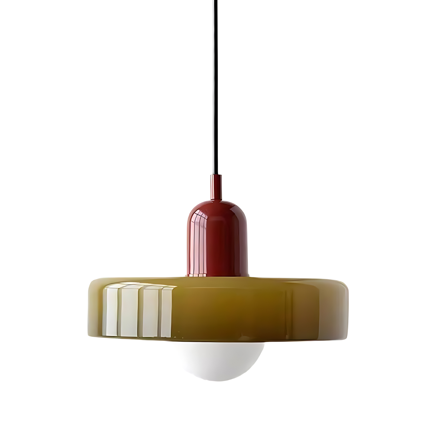 Modern Glass Pendant Light With Halo Shade