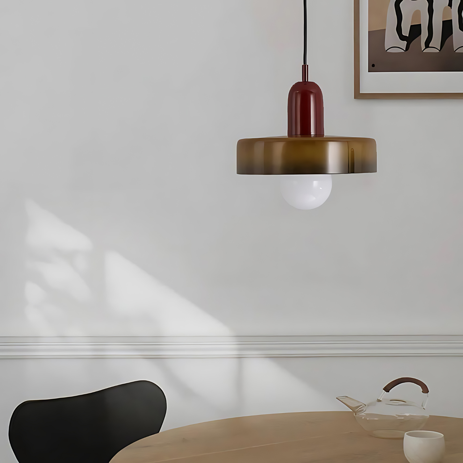 Modern Glass Pendant Light With Halo Shade
