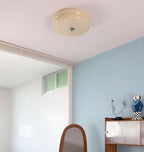Bauhaus Round Glass Flush Mount Ceiling Light With Center Finial