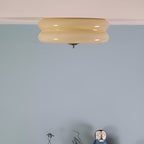 Bauhaus Round Glass Flush Mount Ceiling Light With Center Finial