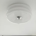 Bauhaus Round Glass Flush Mount Ceiling Light With Center Finial