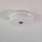 Bauhaus Round Glass Flush Mount Ceiling Light With Center Finial