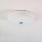 Bauhaus Round Glass Flush Mount Ceiling Light With Center Finial
