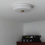 Bauhaus Round Glass Flush Mount Ceiling Light With Center Finial
