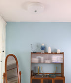 Bauhaus Round Glass Flush Mount Ceiling Light With Center Finial