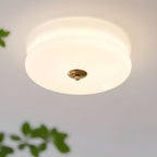 Bauhaus Round Glass Flush Mount Ceiling Light With Center Finial