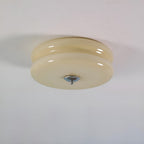 Bauhaus Round Glass Flush Mount Ceiling Light With Center Finial
