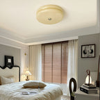 Bauhaus Round Glass Flush Mount Ceiling Light With Center Finial