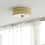 Bauhaus Round Glass Flush Mount Ceiling Light With Center Finial