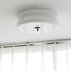 Bauhaus Round Glass Flush Mount Ceiling Light With Center Finial