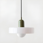 Adjustable Glass Pendant Lights With Opal Globe Shade