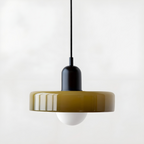Adjustable Glass Pendant Lights With Opal Globe Shade